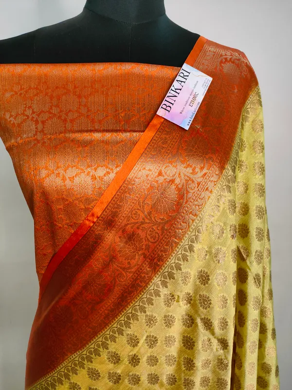 Soft_Faux_Banarasi_Saree_With_Blouse_faux_Zari_but_Pattern/_yellow