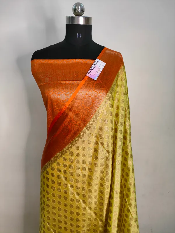 Soft_Faux_Banarasi_Saree_With_Blouse_faux_Zari_but_Pattern/_yellow