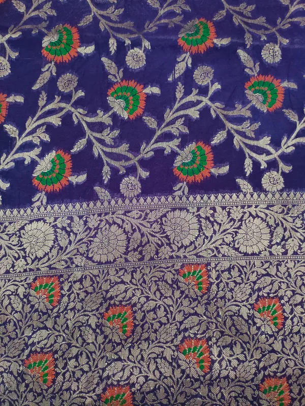 Faux_Georgette_Banarasi_Alfi_Saree_With_Blouse_/_Blue