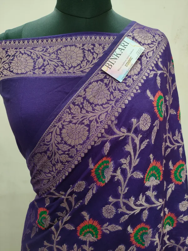Faux_Georgette_Banarasi_Alfi_Saree_With_Blouse_/_Blue