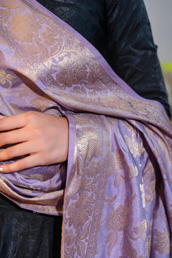 Dupion_Silk_handloom_banarsi_Dark_lilac_dupatta