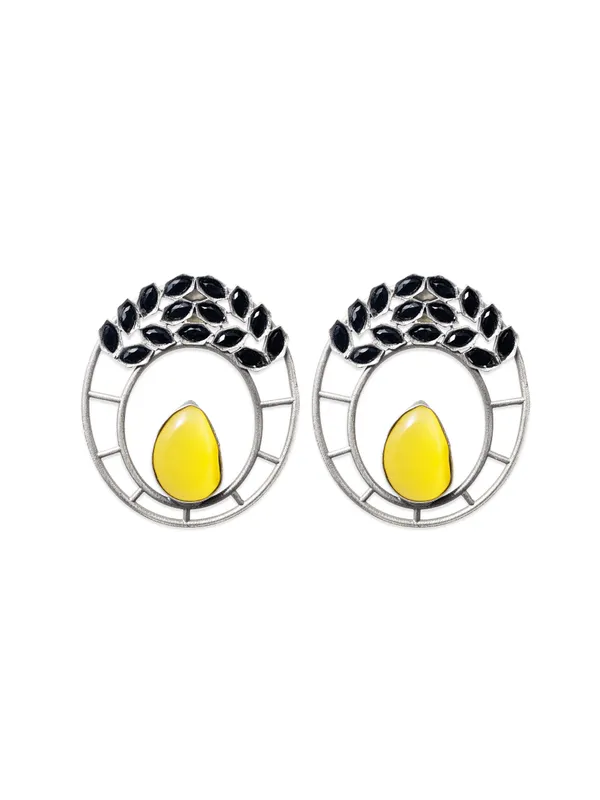 Yellow_stone_round_shaped_earrings