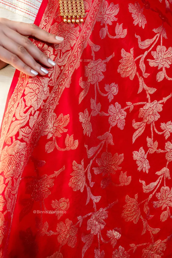Pure_dupion_silk_Banarasi_handloom_Blood_Red_dupatta