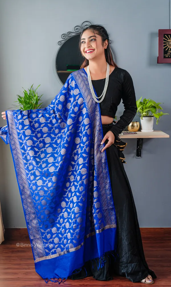 Pure_dupion_silk_Banarasi_handloom_Ultra_marine__dupatta