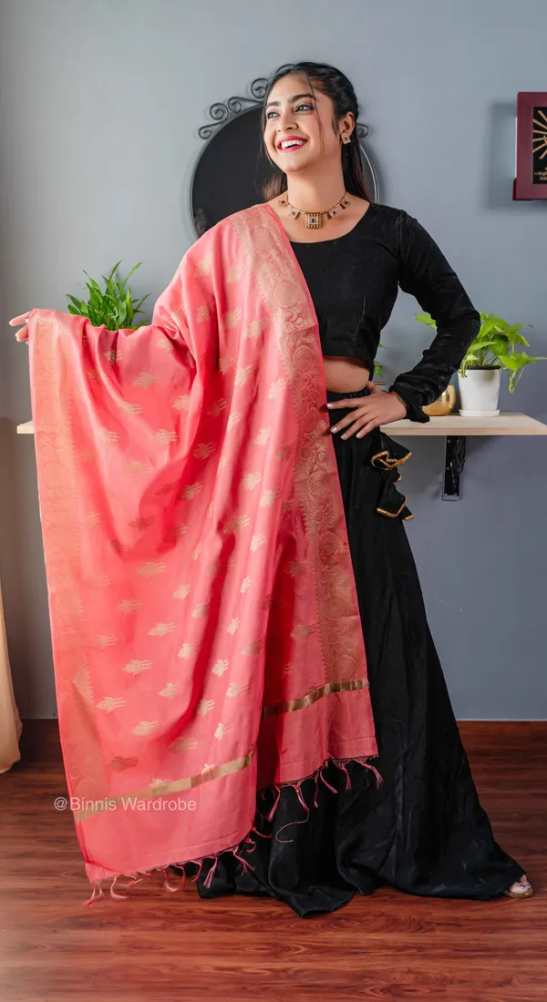 Pure_dupion_silk_Banarasi_handloom_pearl_dupatta