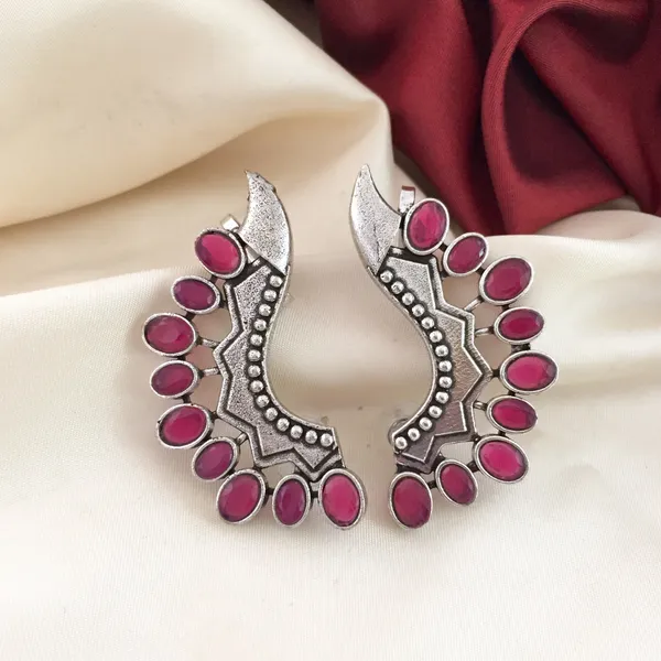 Red_Stone_Oxidised_Earcuffs