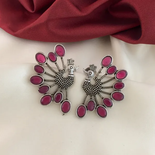 Ruby_Peacock_Stone_Earrings