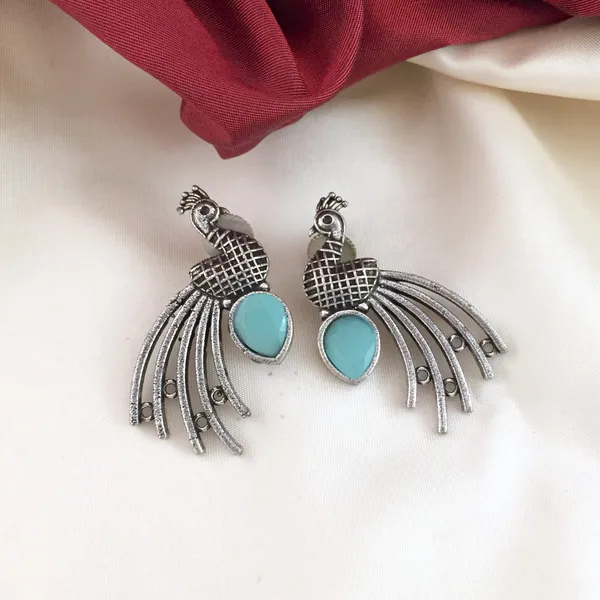 Peacock_Skyblue_Colour_Oxidised_Earrings