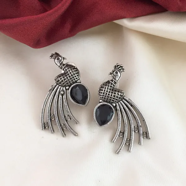 Peacock_Black_Colour_Oxidised_Earrings