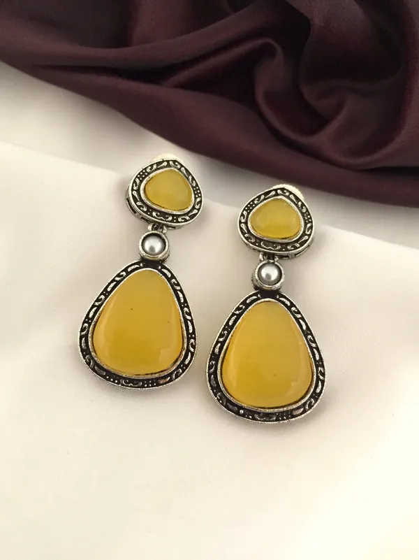 Oxidised_Designer_Yellow_Colour_Earrings
