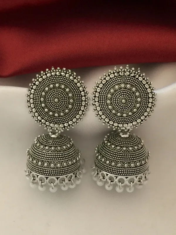 Oxidised_Silver_Plated_Jhumka_Earrings
