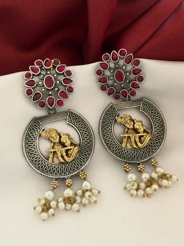 Dual_Tone_Radha_Krishna_Earrings_-_Ruby