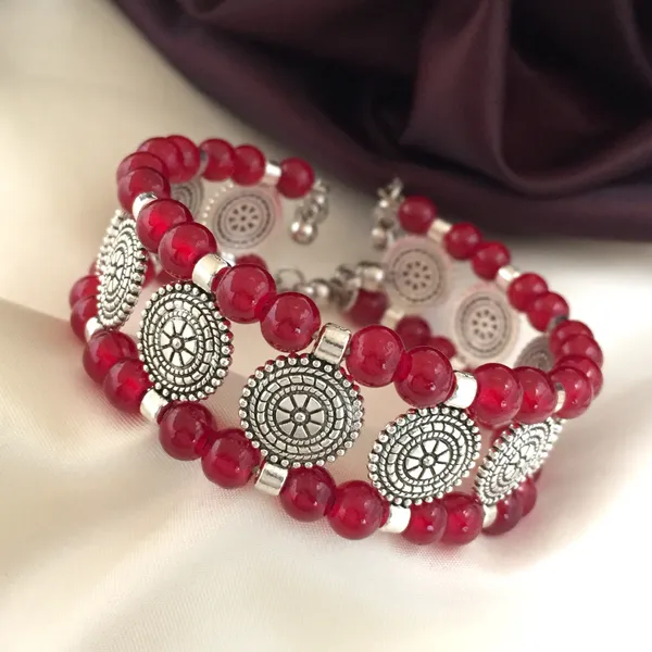 Maroon_Oxidised_Pearl_Bracelet