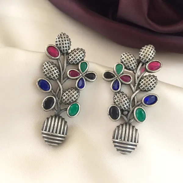 Navaratna_Flower_pot_Model_Earrings