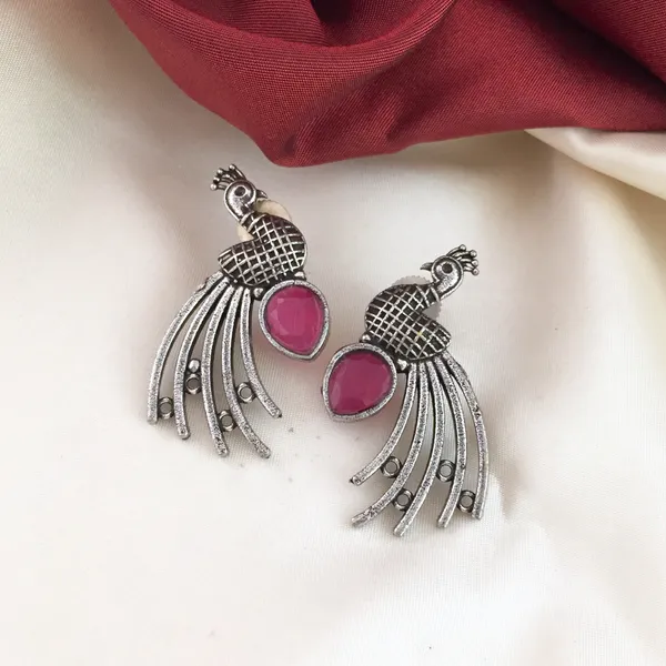 Premium_Ruby_Peacock_Model_Earrings