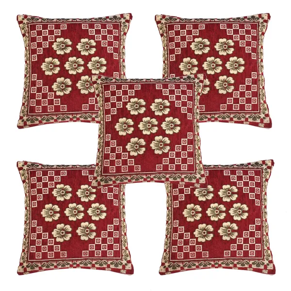 Luxury_Heavy_Decorative_Cushion_Covers_16_x_16_inch_-_Set_of_5pcs_-_Maroon