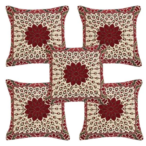 Luxury_Heavy_Decorative_Cushion_Covers_16_x_16_inch_-_Set_of_5pcs_-_Maroon
