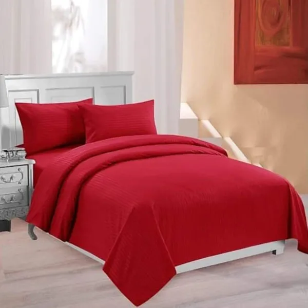 King_Sized_220_TC_Cotton_Satin_Stripes_Flat_Bed_Sheet_with_2_Pillow_Covers_(Super_King_Size)_-_108x108_Inches_-_Maroon