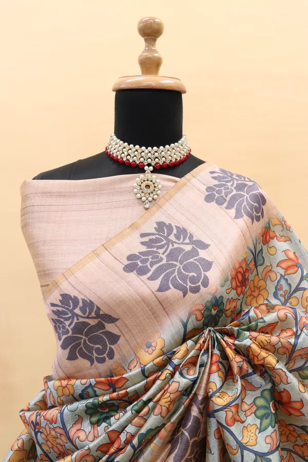 Kalamkari_Printed_Cotton_Silk_Saree_With_Blouse_Piece