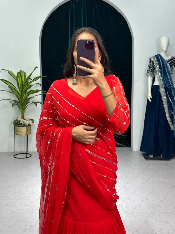Designer_Red_Georgette_Lehenga_Pattern__Saree