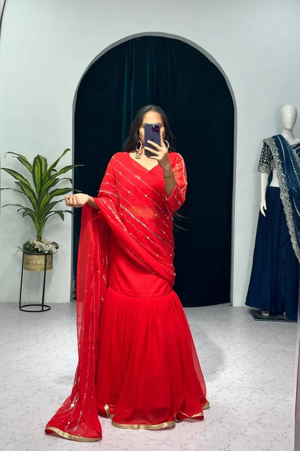 Designer_Red_Georgette_Lehenga_Pattern__Saree