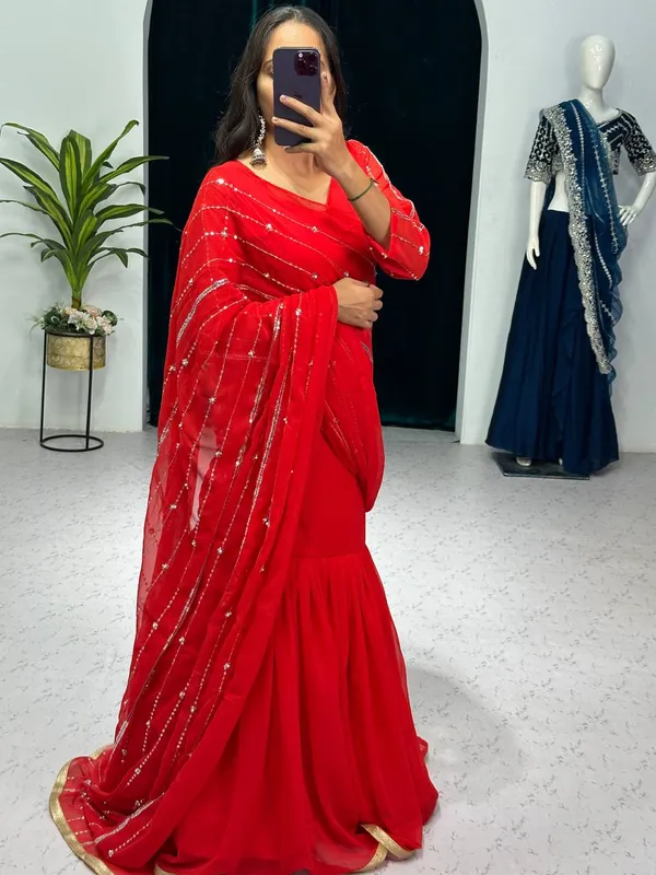 Designer_Red_Georgette_Lehenga_Pattern__Saree