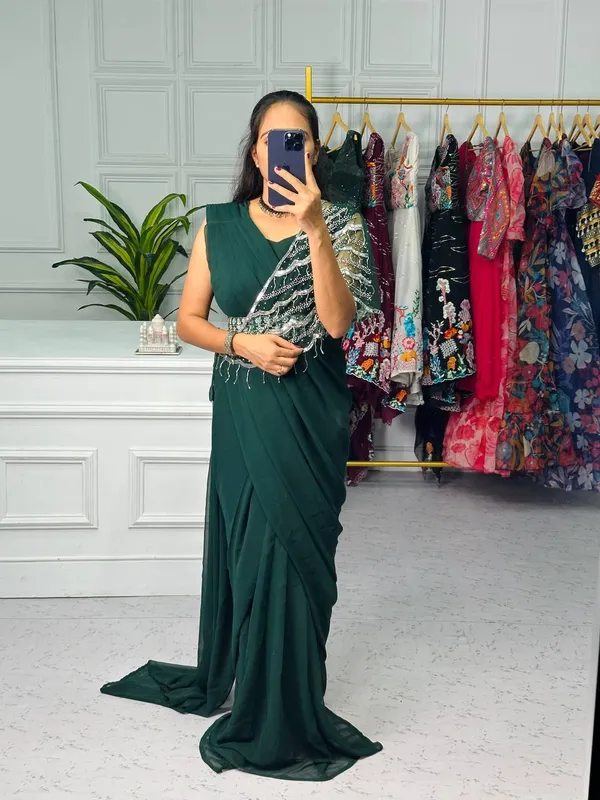 Ready_to_Wear_Green_Designer_Georgette_Saree