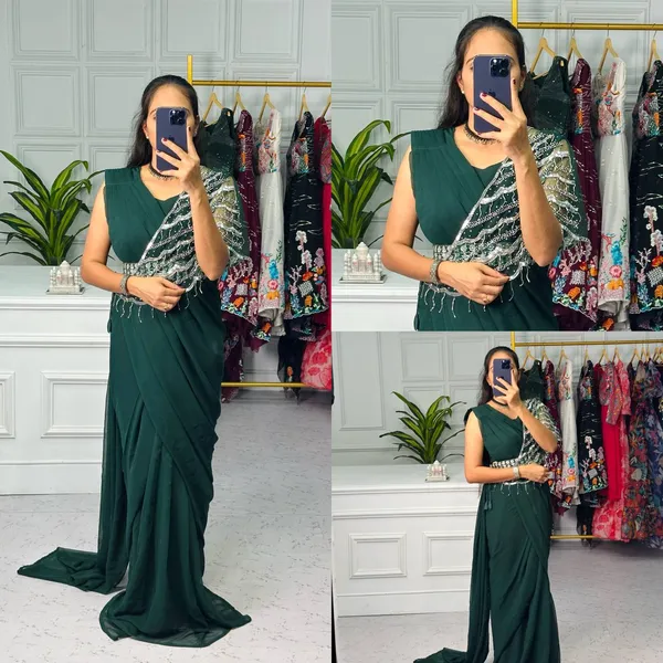Ready_to_Wear_Green_Designer_Georgette_Saree