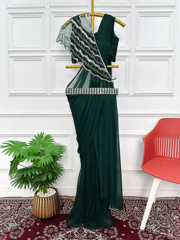 Ready_to_Wear_Green_Designer_Georgette_Saree