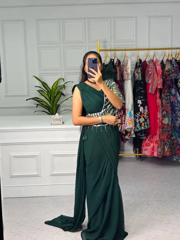Ready_to_Wear_Green_Designer_Georgette_Saree