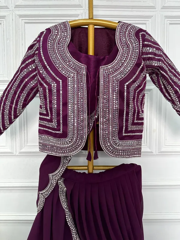 Designer_Purple_Georgette_Lehenga_Saree