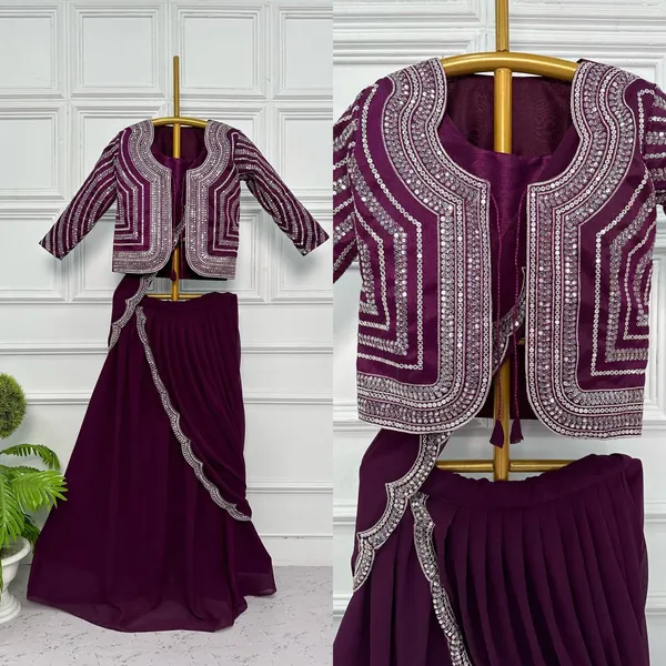 Designer_Purple_Georgette_Lehenga_Saree