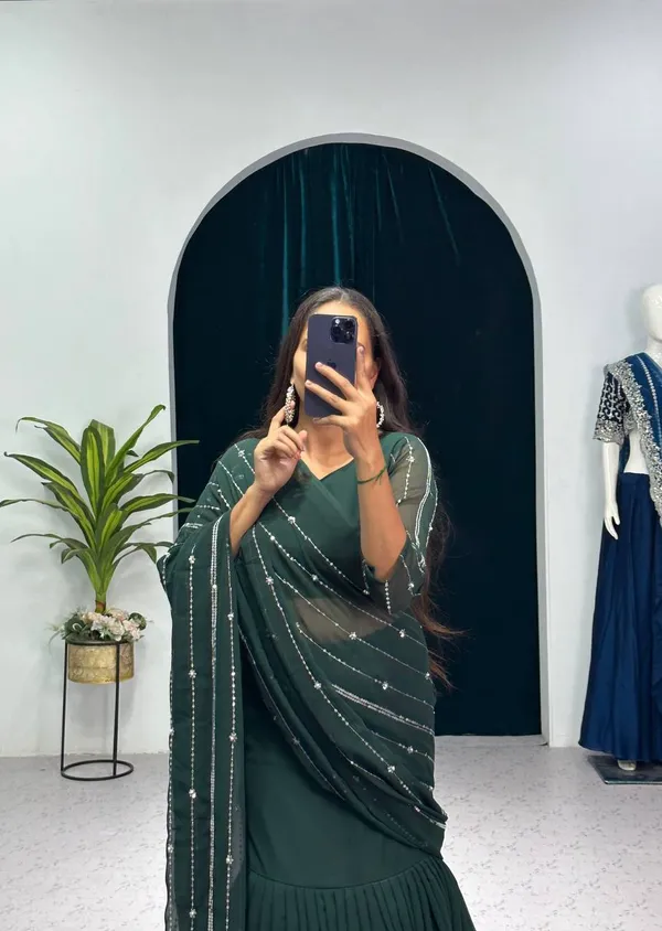 Designer_Green_Georgette_Lehenga_Pattern__Saree