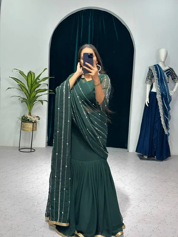 Designer_Green_Georgette_Lehenga_Pattern__Saree