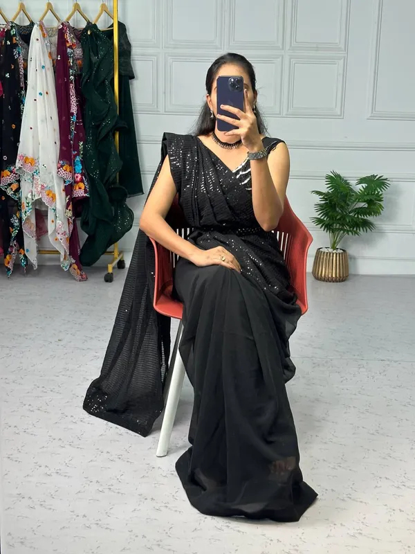 Ready_to_Wear_Black_Designer_Georgette_Saree