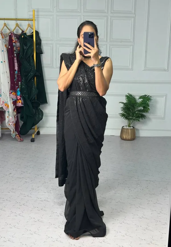 Ready_to_Wear_Black_Designer_Georgette_Saree