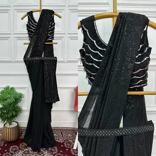 Ready_to_Wear_Black_Designer_Georgette_Saree