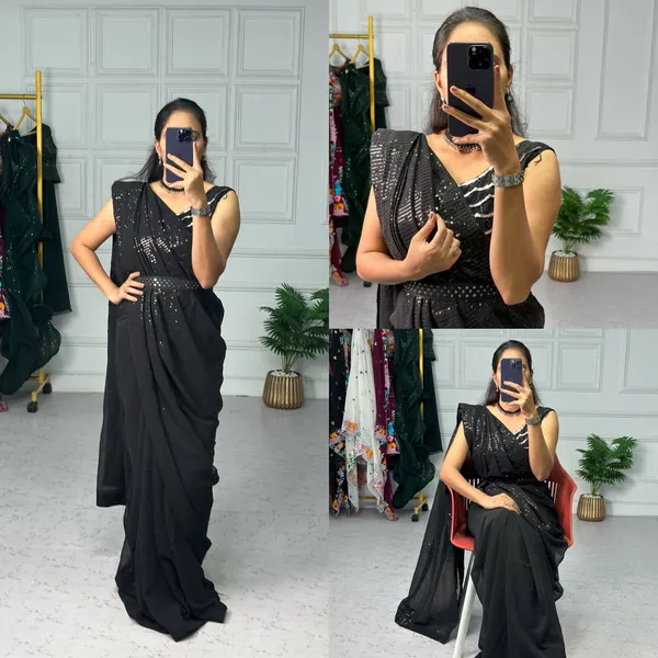 Ready_to_Wear_Black_Designer_Georgette_Saree