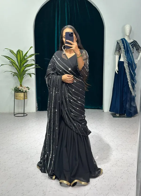 Designer_Black_Georgette_Lehenga_Pattern__Saree