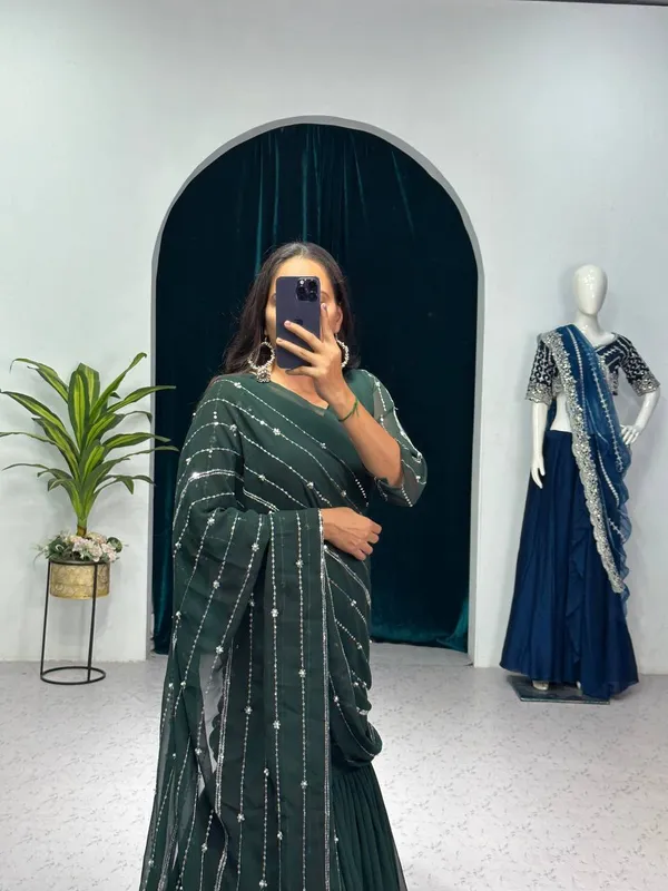 Designer_Green_Georgette_Lehenga_Pattern__Saree