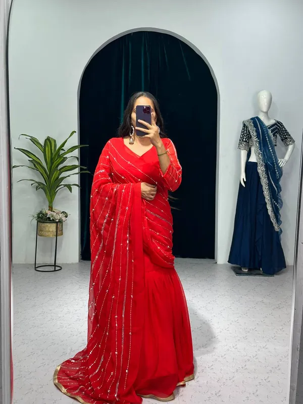 Designer_Red_Georgette_Lehenga_Pattern__Saree