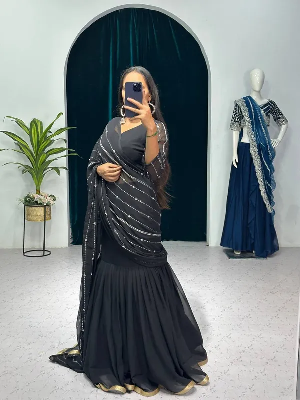Designer_Black_Georgette_Lehenga_Pattern__Saree