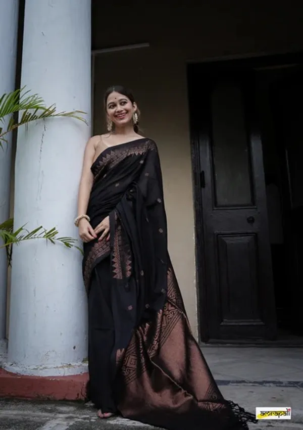 Women_Elegance_NEW_BLACK_TRADITIONAL_HEAVY_COPER_SAREE_FOR_WOMENUnstitched_Blouse_Piece_(For_Women)