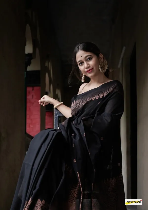 Women_Elegance_NEW_BLACK_TRADITIONAL_HEAVY_COPER_SAREE_FOR_WOMENUnstitched_Blouse_Piece_(For_Women)
