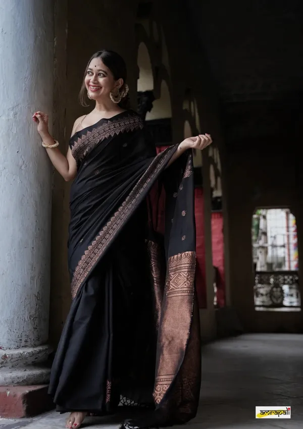Women_Elegance_NEW_BLACK_TRADITIONAL_HEAVY_COPER_SAREE_FOR_WOMENUnstitched_Blouse_Piece_(For_Women)