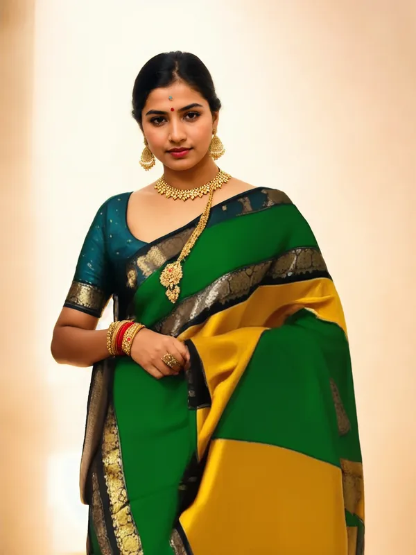Light_Green_Animal_Print_Kanjivaram_Silk_Saree_with_Saree_Cover