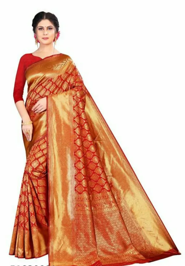 Attractive_Red_Soft_Silk_Saree_With_Capricious_Blouse_Piece