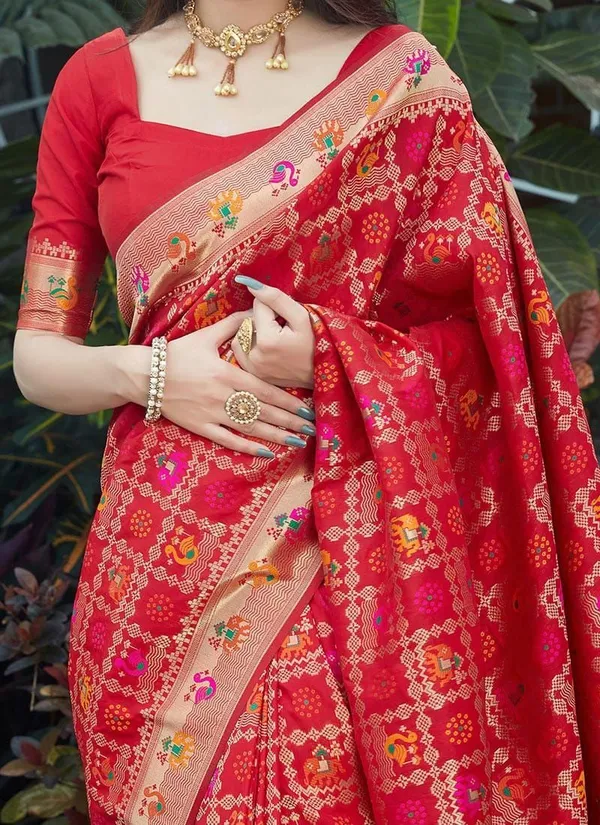 Designer_Red_Soft_Banarasi_Silk_Saree_With_Impressive_Blouse_Piece