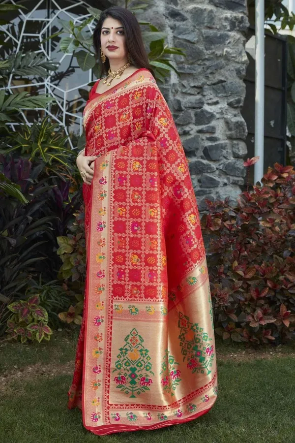 Designer_Red_Soft_Banarasi_Silk_Saree_With_Impressive_Blouse_Piece
