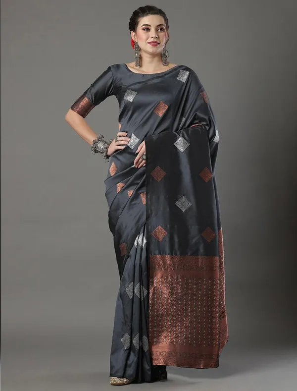 Embrocation_Grey_Soft_Silk_Saree_With_Ratatouille_Blouse_Piece